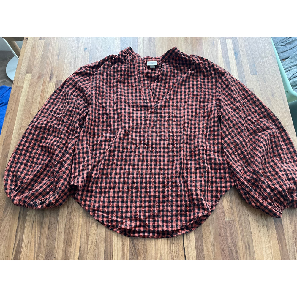 A New Day Black and Orange Gingham Shirt